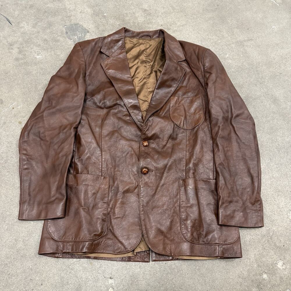 VTG 70s Grais Cabretta Leather USA Mens 44 Reg Angel Skin Sport Coat Jacket